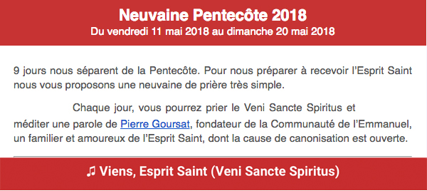 Neuvaine Pentecôte...